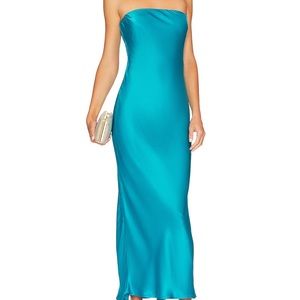 SNDYS x Revolve Angel Strapless Midi Dress in Blue